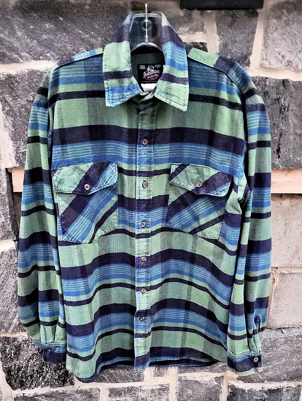 Johnson Woolen Mills Plaid Cotton Flannel Shirt Size Large